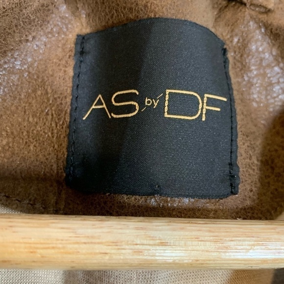 AS by DF Leather Moto Bomber Jacket Size Small - Picture 10 of 11